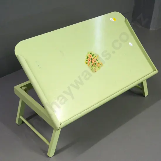 retro wooden adjustable bed tray, hand painted with applique decoration. Max. Height 360 W-540 D-300