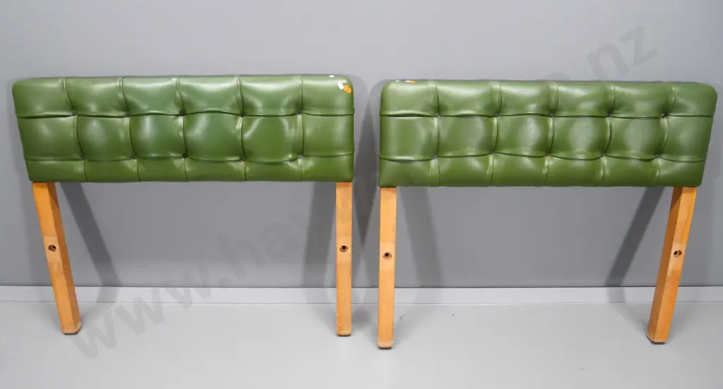 pair of retro beep button vinyl upholstered single size bed heads H-800 W-900 Image 1++