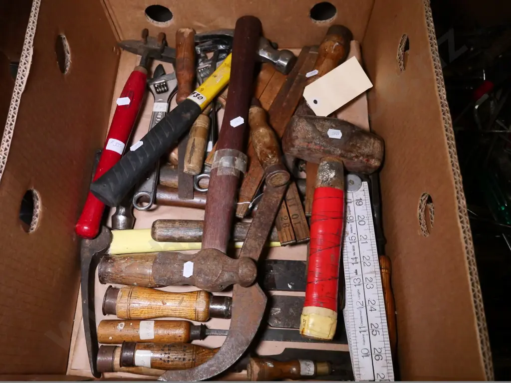box of hammers, crescents, chisels, etc. Image 1++