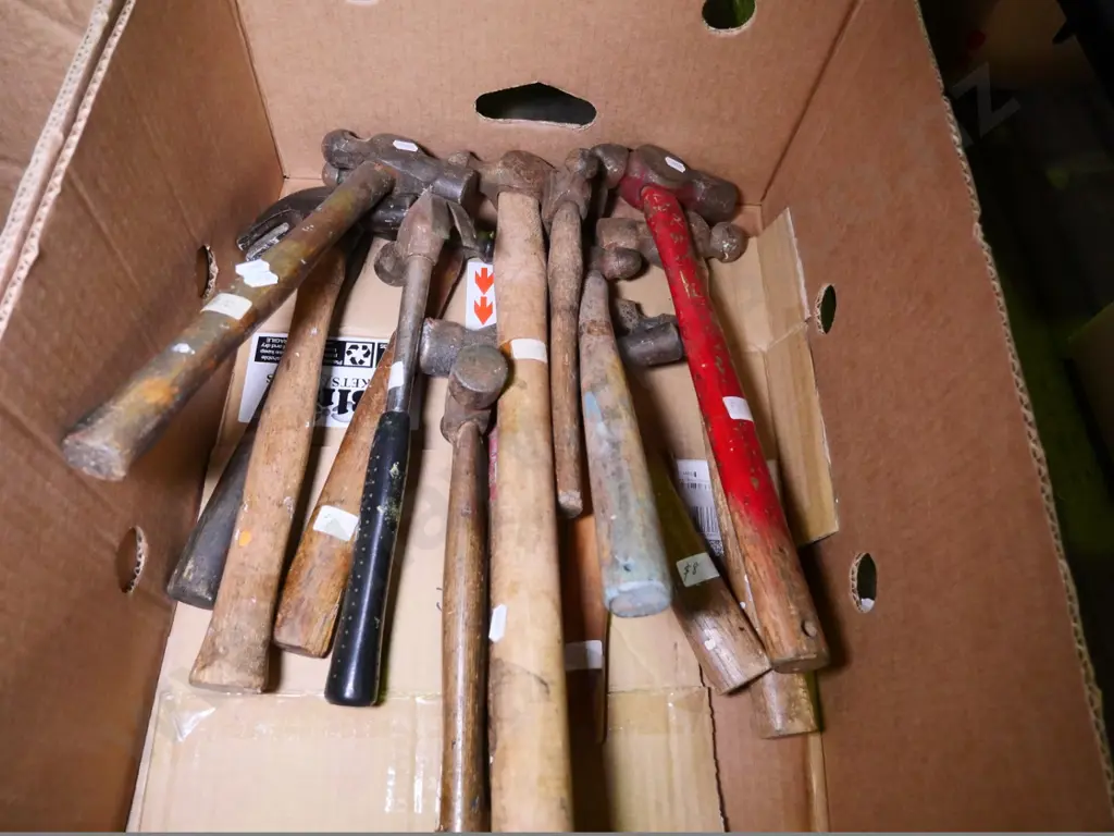 box of ball-peen and other hammers Image 1++