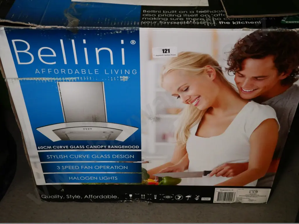 as-new Bellini curved glass range hood Image 1++