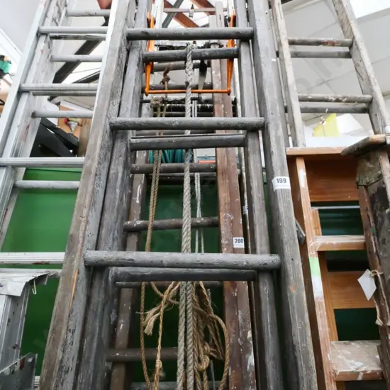 vintage wooden extension ladder