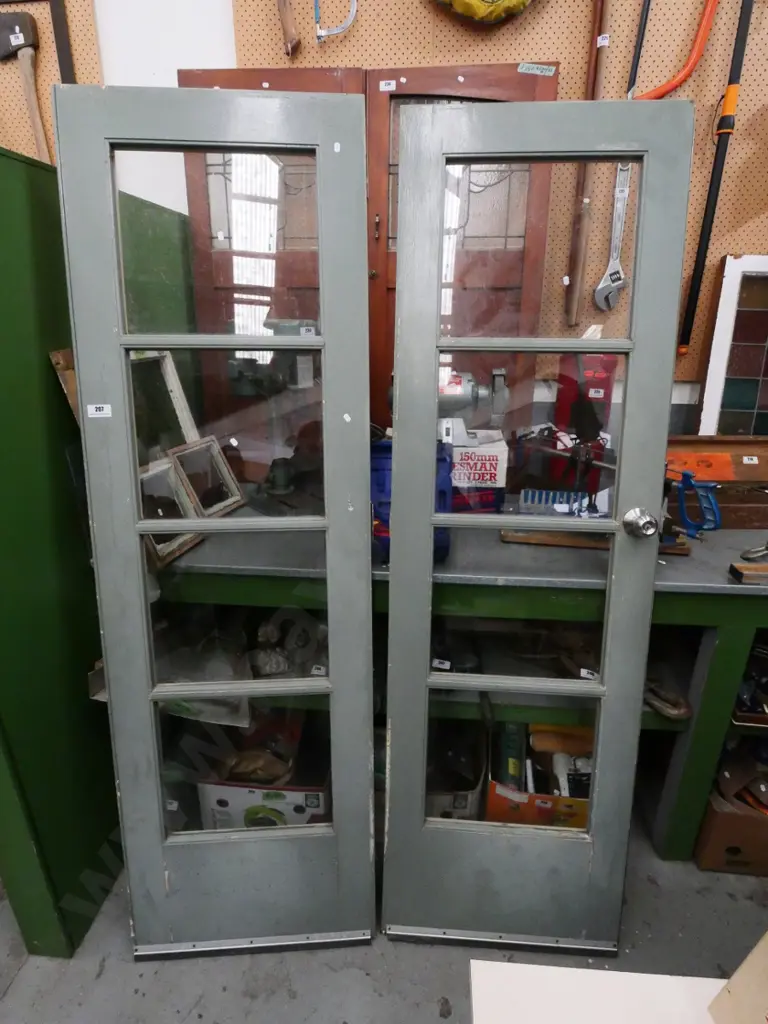 pair of 4-pane French doors - each H-1990 W-620 Image 1++
