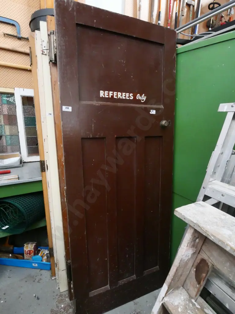 solid wood door from Carisbrook marked Referees H-2030 W-805 Image 1++