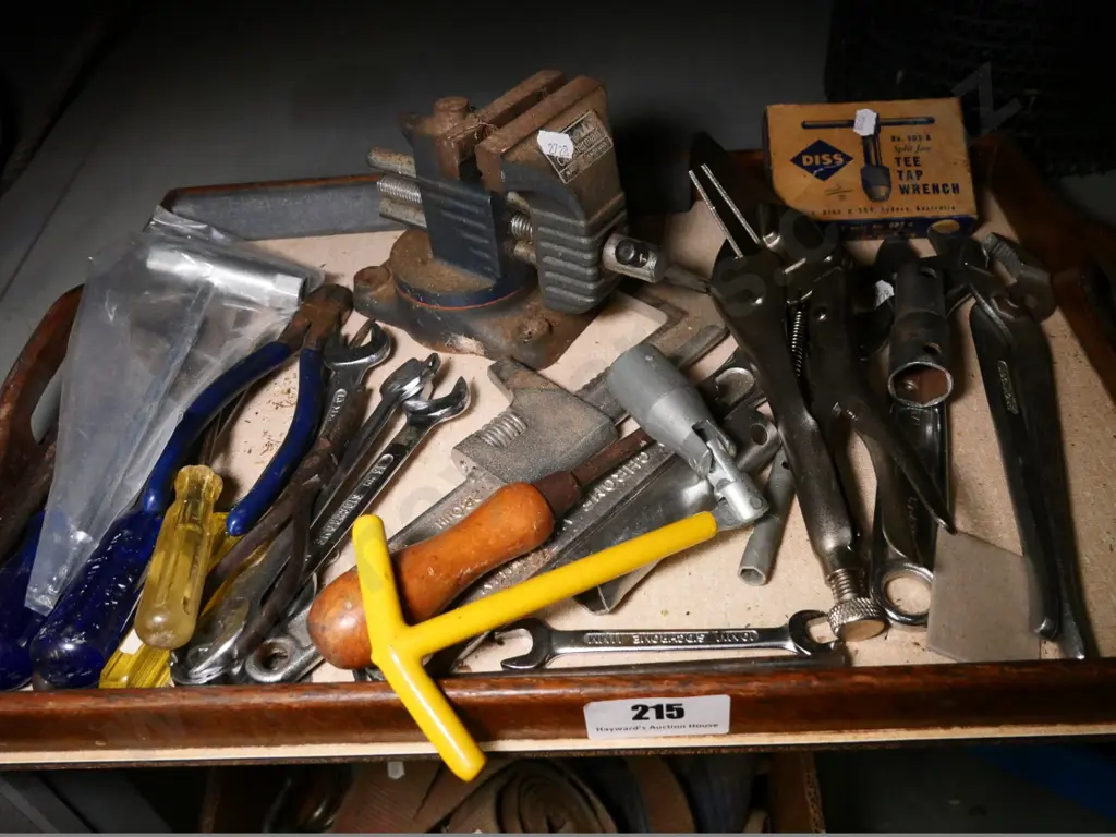 tray of allsorts - hobby vise, pliers, crescents, etc. Image 1++