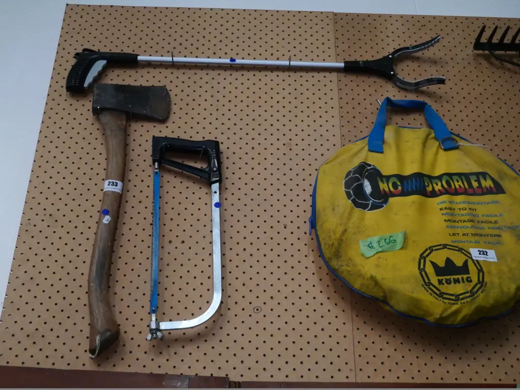 pick-up stick, small axe, and a hacksaw - blue dots Image 1++