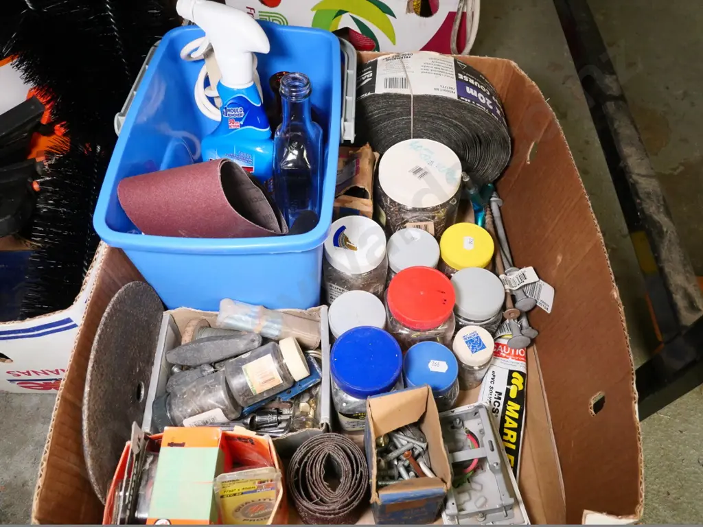 box of lead sinkers, fasteners, damp course, etc. Image 1++