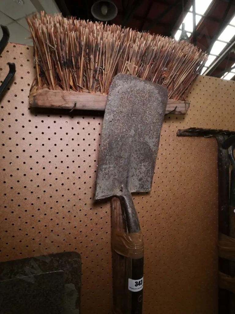 vintage spade and a yard broom Image 1++
