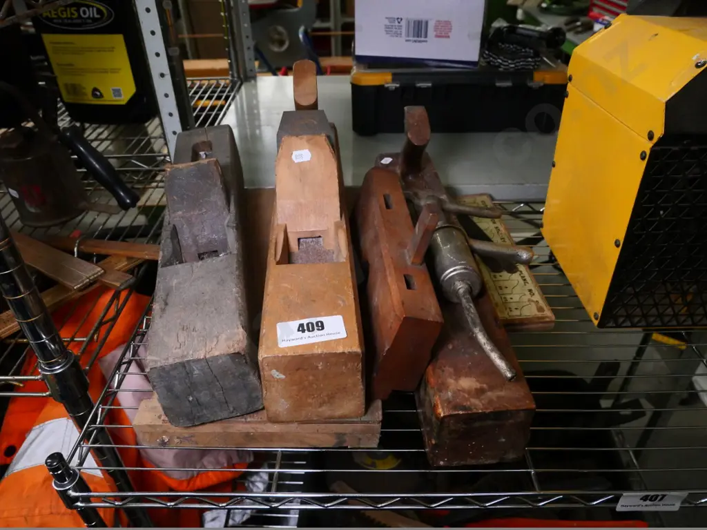 wooden hand planes, grease gun, etc. Image 1++