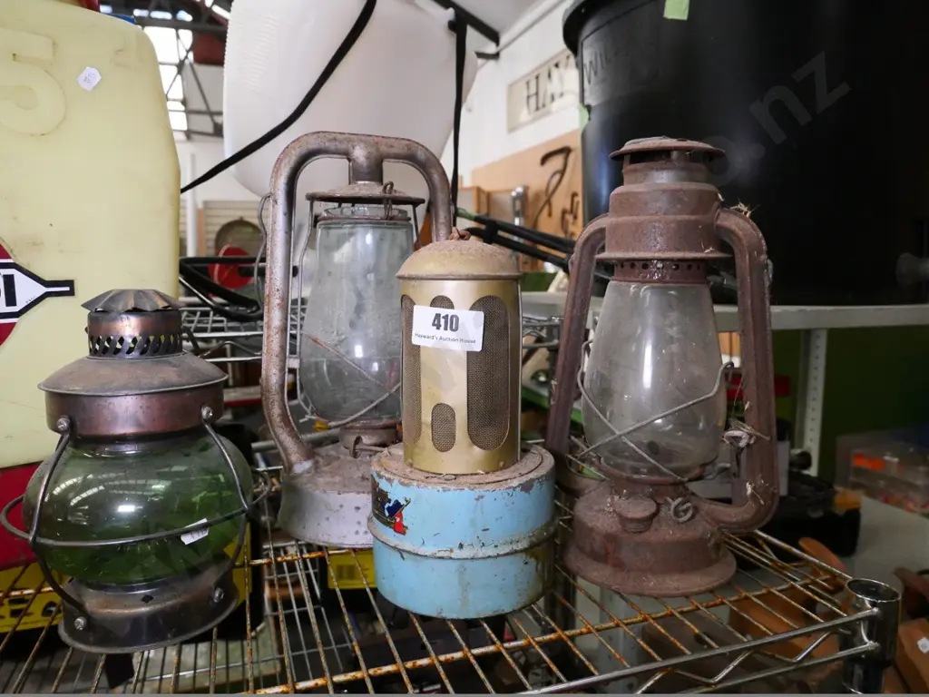 glasshouse heater, 3 kerosene lanterns Image 1++