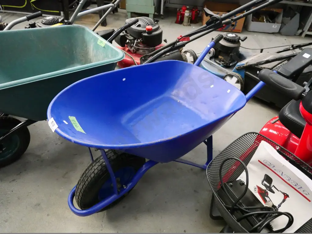 blue painted wheelbarrow Image 1++