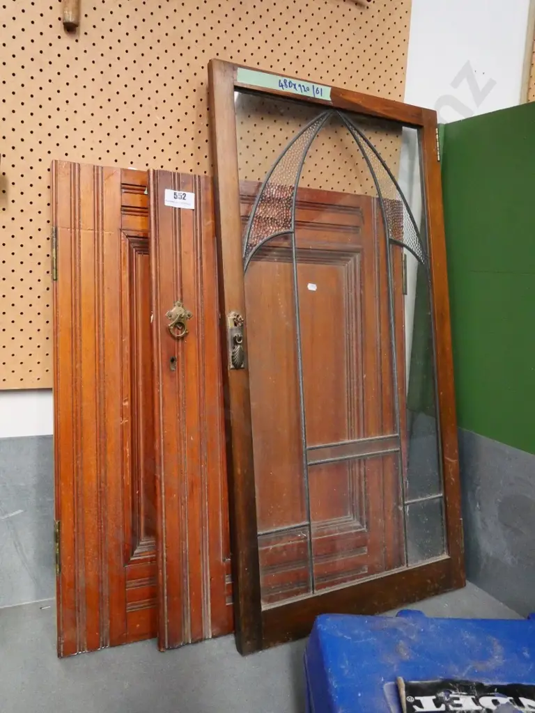 2 wooden and one leadlight cupboard doors Image 1++