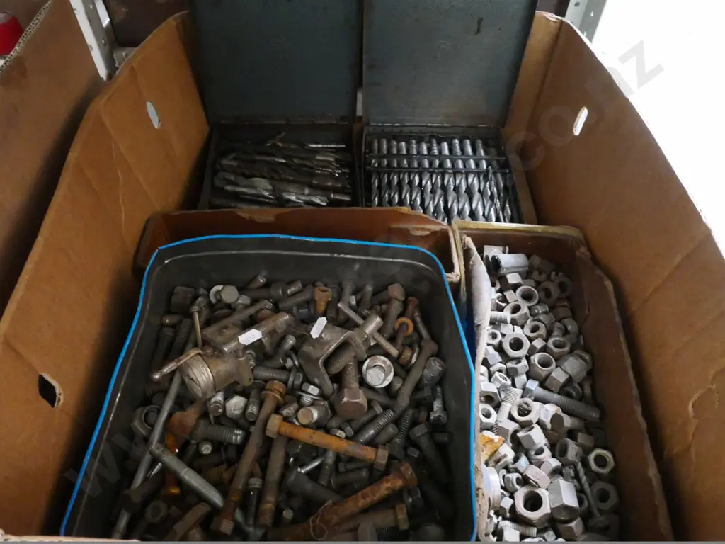 box of nuts, bolts, drill bits Image 1++