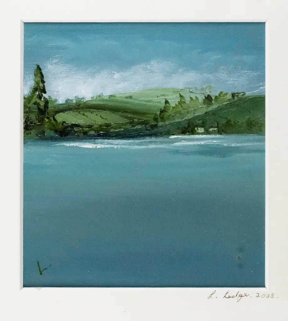 L Ledger 2008- framed oil - "Otago Harbour Blues" H-125 W-140 Image 1++