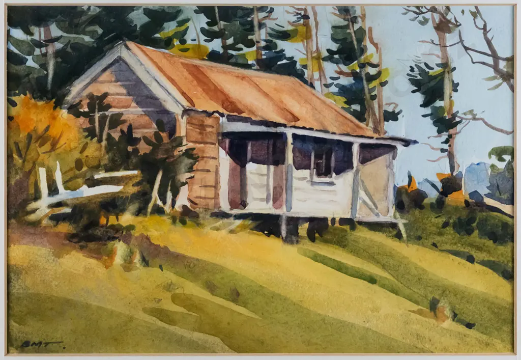 Brent Trolle - framed watercolour - "Mahinapua Homested - Spores" H-175 W-250 Image 1++