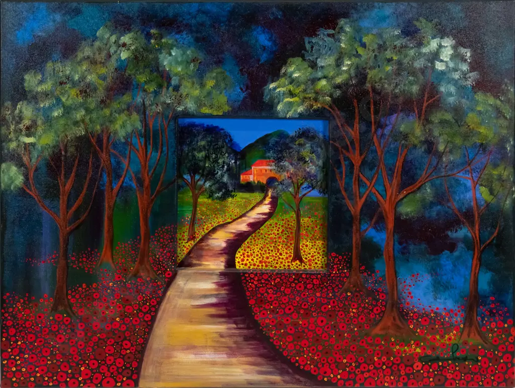 Cathy Preston - oil on boxed canvas - driveway to house H-600 W-800 Image 1++
