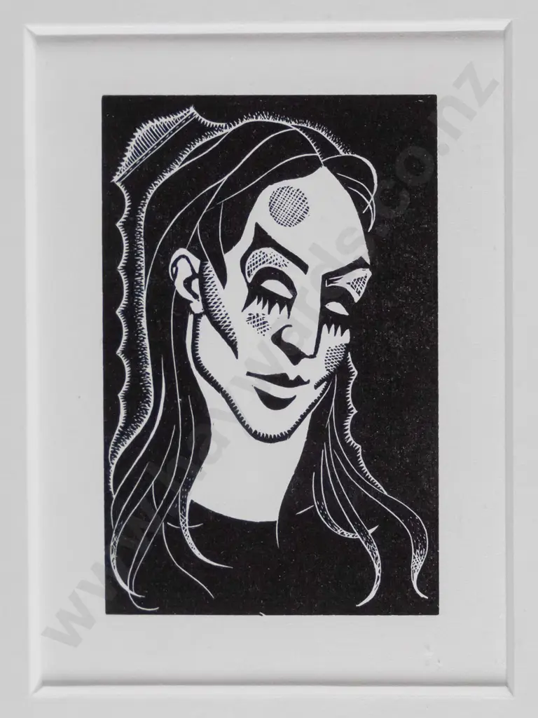 Leo Bensemann - framed woodcut print - "Ophelia" H-75 W-50 Image 1++