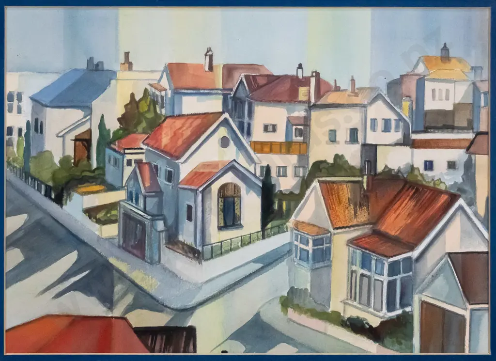 Betty Pilkington - framed watercolour - "Above Canongate" H-320 W-450 Image 1++