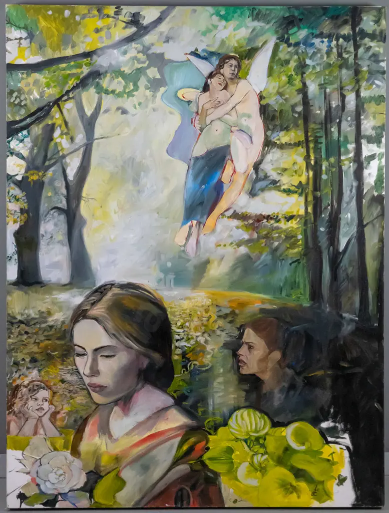 Jasmine Middlebrook -box oil on canvas- forest scene with people and fairy  - H-1020 W-780 Image 1++