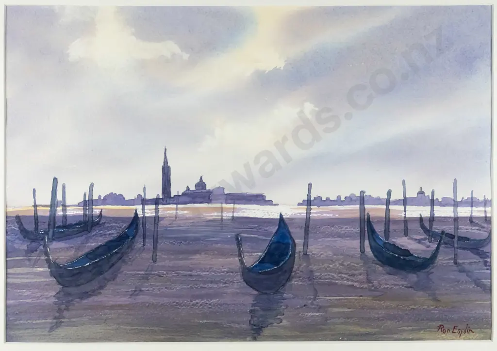 Ron Esplin 2017 - framed watercolour - "St Giorgio Maggiore Venice" H-270 W-380 Image 1++