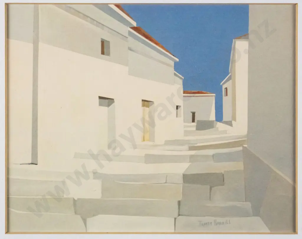 James Harrill - framed lithograph - "Crete Steps" H-110 W-140 Image 1++
