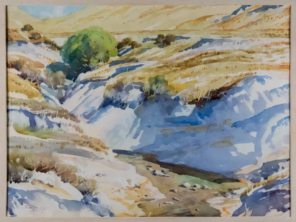 Charlton Edgar - framed watercolour - Central Otago landscape H-270 W-360 Image 1++