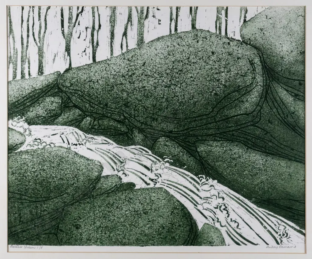 Audrey Bascand - framed ltd edition print 1/8 - "Boulder Stream" H-310 W-370 Image 1++