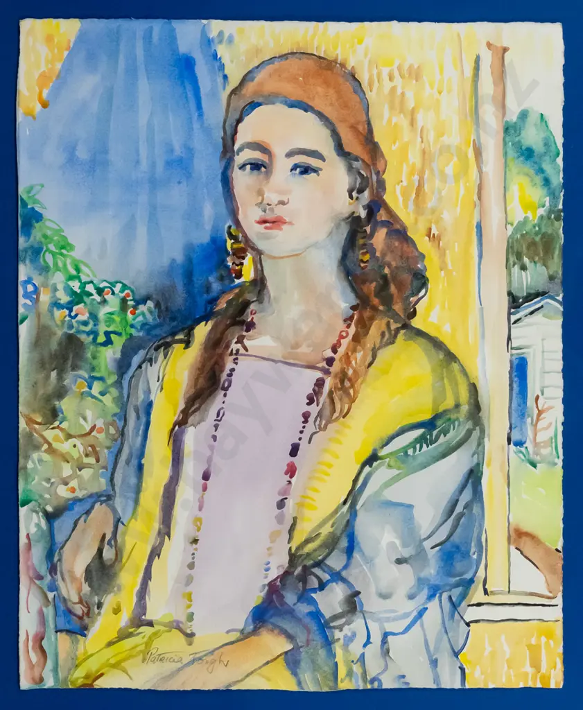 Patricia Tough - framed watercolour - portrait H-460 W-370 Image 1++