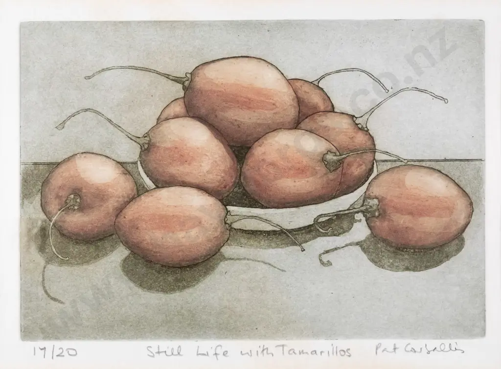Pat Corballis - framed ltd edition print 17/20 - " Still Life With Tamarillos" H-170 W-250 Image 1++