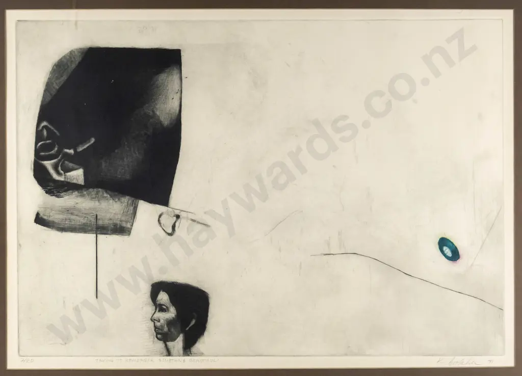 illegible signature '71 - framed limited edition print 20/20 "Trying to Remember Something Beautiful" H-320 W-460 Image 1++