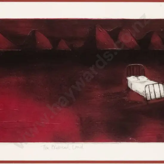Racheal Garland 2003 - framed hand coloured etching 7/20 "The promised land  - H-170 W-620