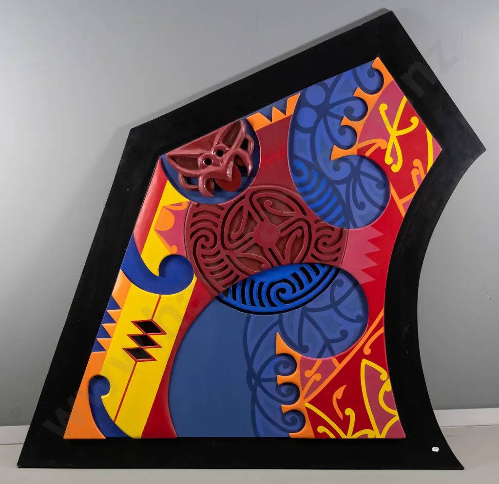 Bronson Te Hau Hedge - painted woodcut on board - H-1230 W-1200 Image 1++