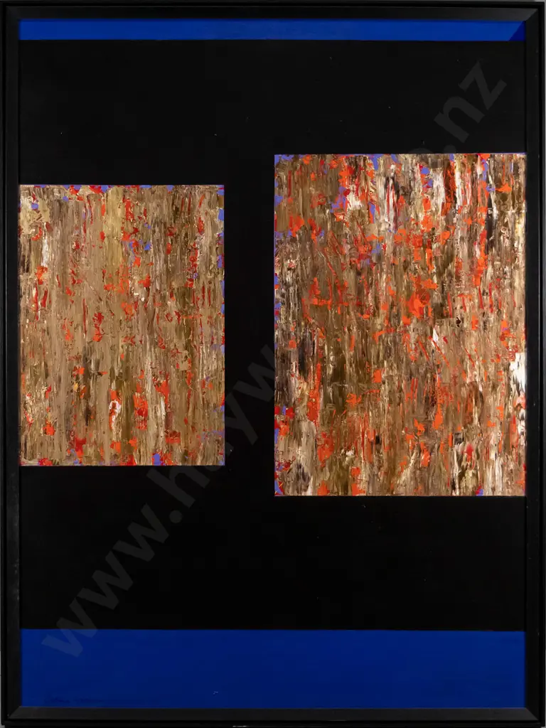 Wallace Crossman feb/march 1991 - framed oil on canvas -"An apocalyptic landscape" H-1370 W-1010 Image 1++