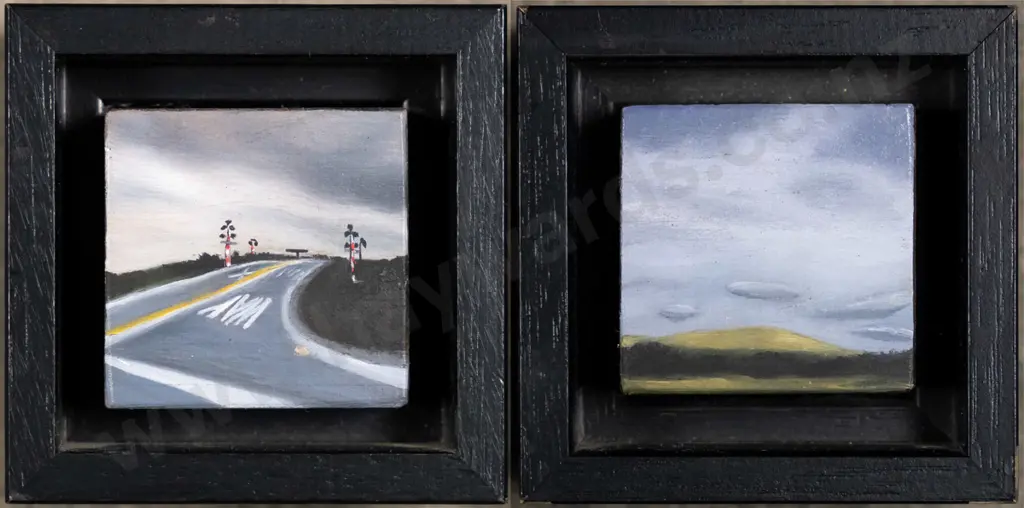 2x Liz Abbott - oil on wooden block - "Little River Blocks X, XIII" H-40 W-40 Image 1++