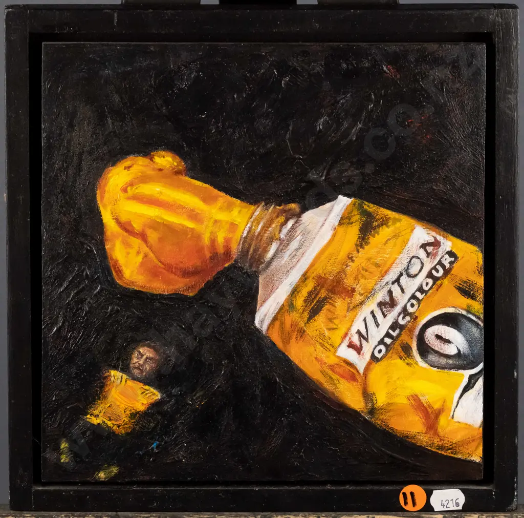 Tony Adamson 2017 - framed oil - "Stuck" H-230 W-230 Image 1++
