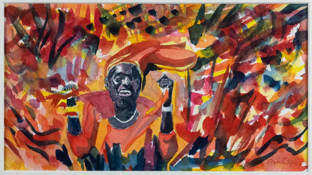 Ron Esplin 1999 - framed watercolour - "Carnival" H-120 W-215 Image 1++