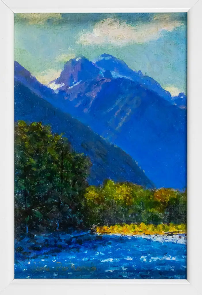 Terry Perham '06 - framed oil on canvas - "Mt Te Whero - Lower Holyford" H-130 W-80 Image 1++