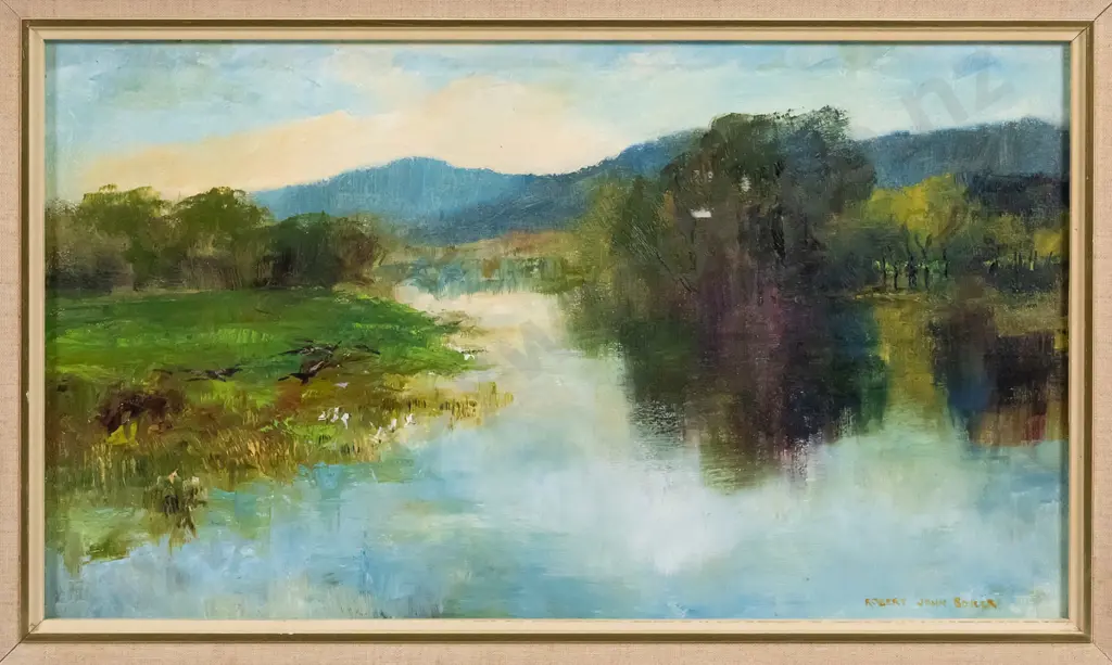 Robert John Bosler - framed oil - landscape H-280 W-490 Image 1++