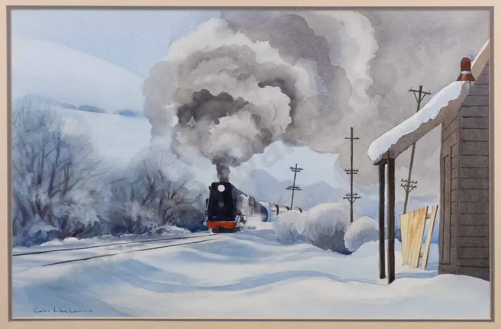 Colin MacLaren - framed watercolour - "Nigel Bruce at Craigieburn" H-350 W-530 Image 1++