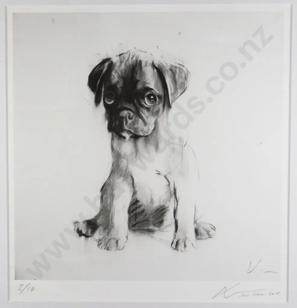 Jon Thom 2014 - framed limited edition print 2/10 - puppy H-270 W-270 Image 1++