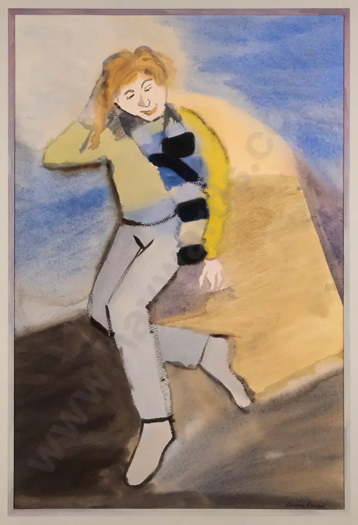 Annie Baird - framed watercolour - portrait H-550 W-370 Image 1++