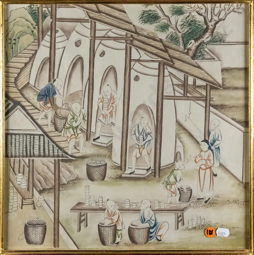 framed Japanese ink and watercolour - pottery works - H-330  W-330 Image 1++