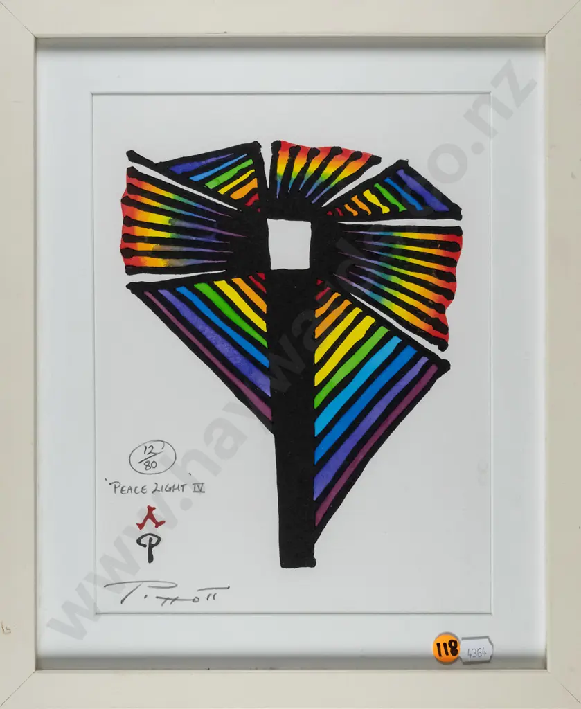 Rob Piggott - framed hand-coloured woodcut No. 12/80 - "Peace Light IV" H-265 W200 Image 1++