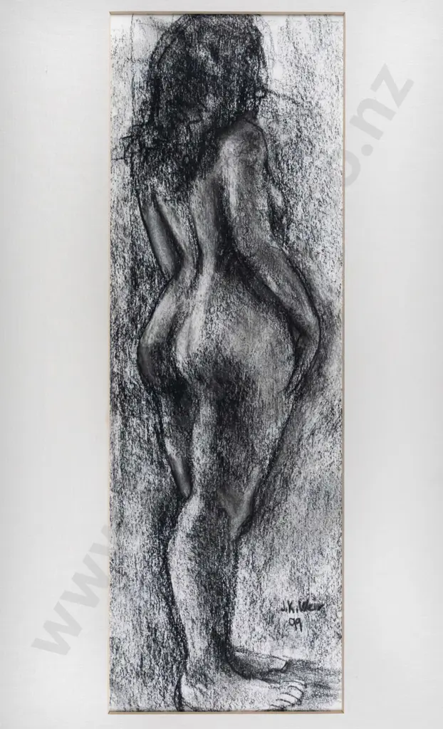 Janet Weir '99 -framed pastel - nude H-370 W-125 Image 1++