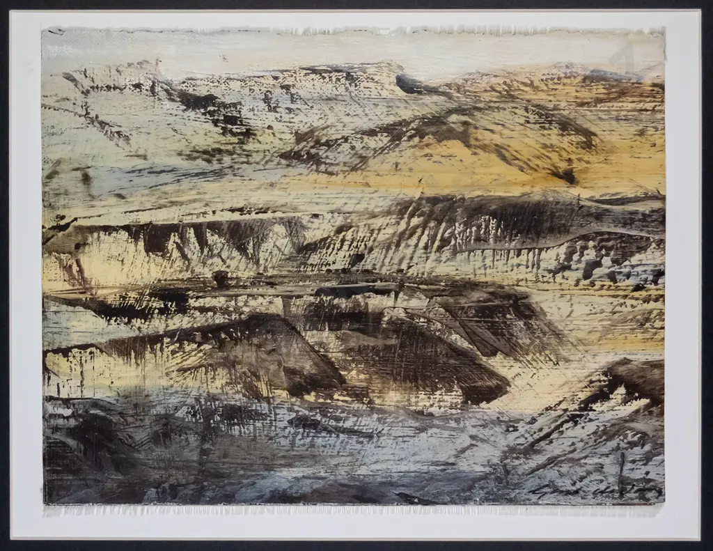 Gail de Jong 2013 (signed on back of canvas) - framed oil - landscape H-210 W-290 Image 1++