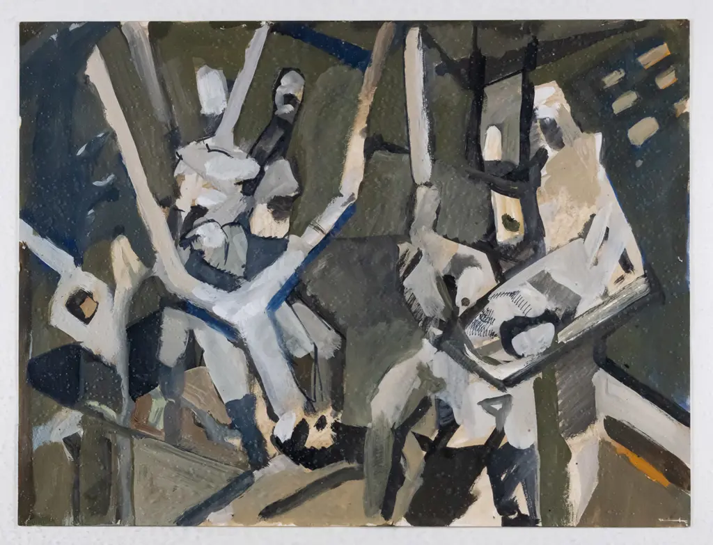 Mark Rossell 1988 - framed gouache  "Study for the Reunion" H-230 W-300 (foxing) Image 1++