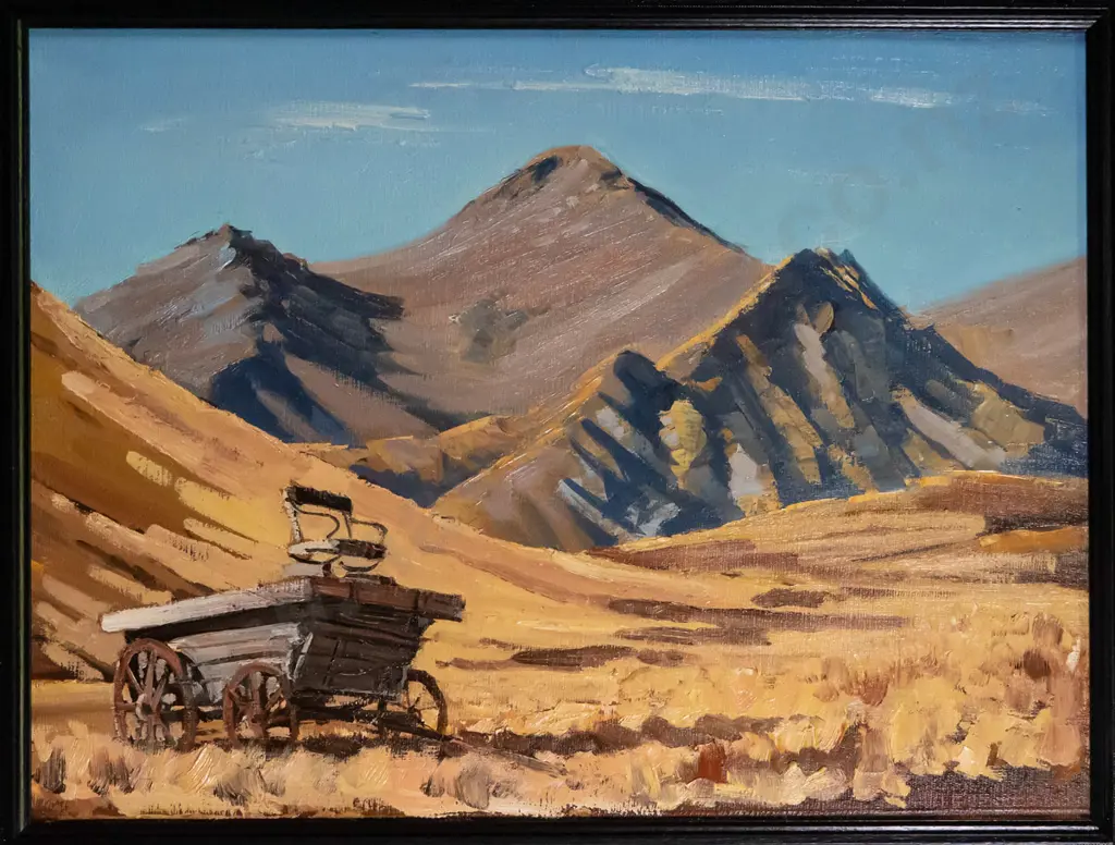 Peter Beadle 1987 - framed oil - "Abandon Cart, Central Otago" H-440 W-59 Image 1++