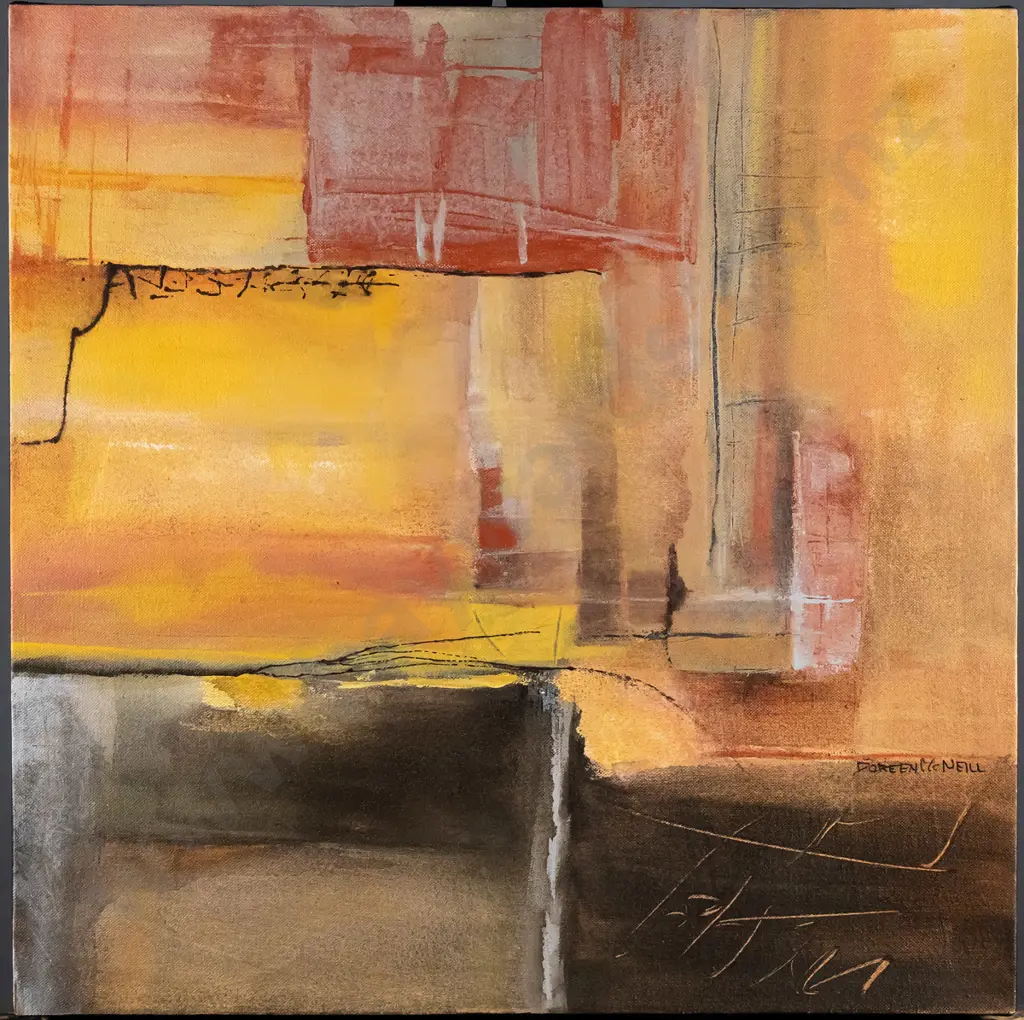Doreen McNeill - oil on boxed canvas - "Pathways II" H-420 W-420 Image 1++