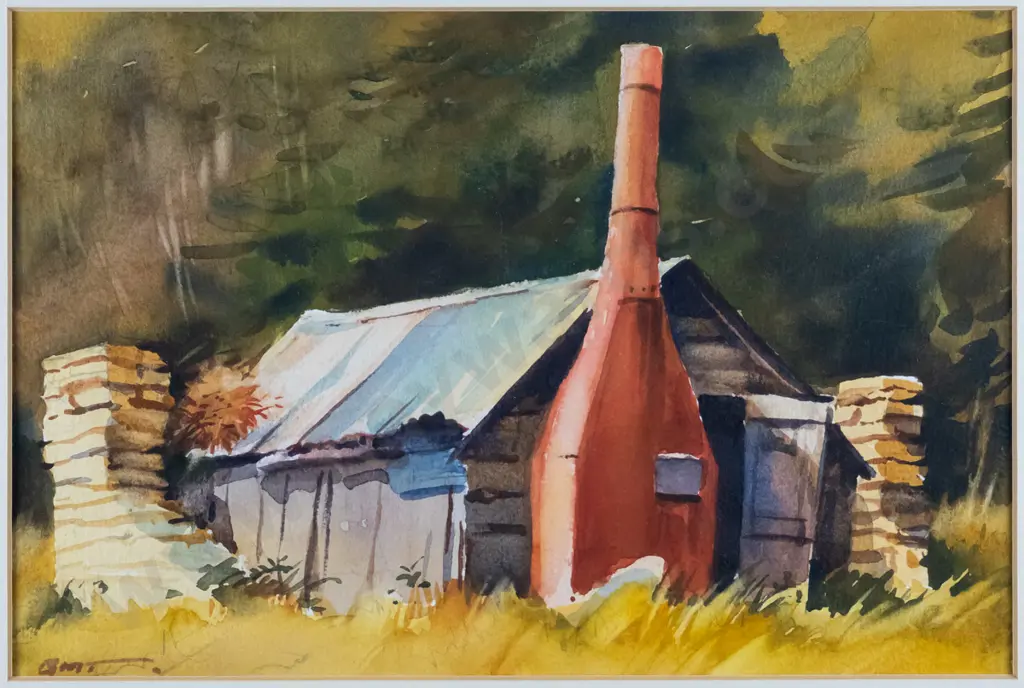 Brent Trolle - framed watercolour - "Stone Cottage" H-175 W-250 Image 1++