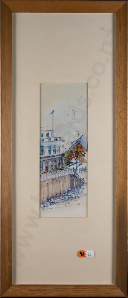 unsigned framed ink and watercolour - "St. Clair Esplanade" H-250 W-90 Image 1++